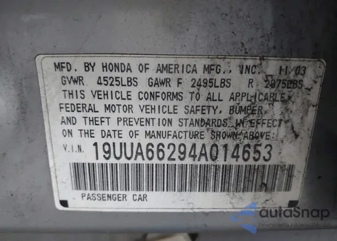 2004 Acura Tl from USA, damaged, VIN 19UUA66294A014653
